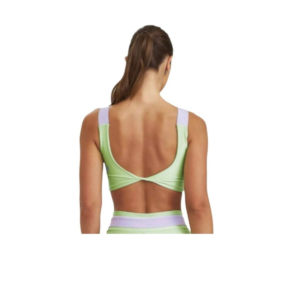 Cajubrasil Twist Back Sport Bra Lime Green And Purple Size M - Picture 2 of 6